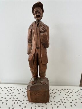 Vintage Hand-Carved Wooden Figurine - J. C. Tollotion